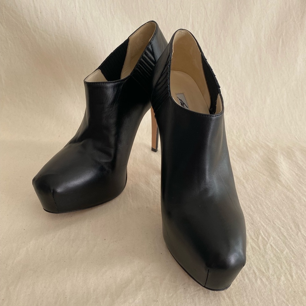 Brian Atwood Black Leather Platform Boots